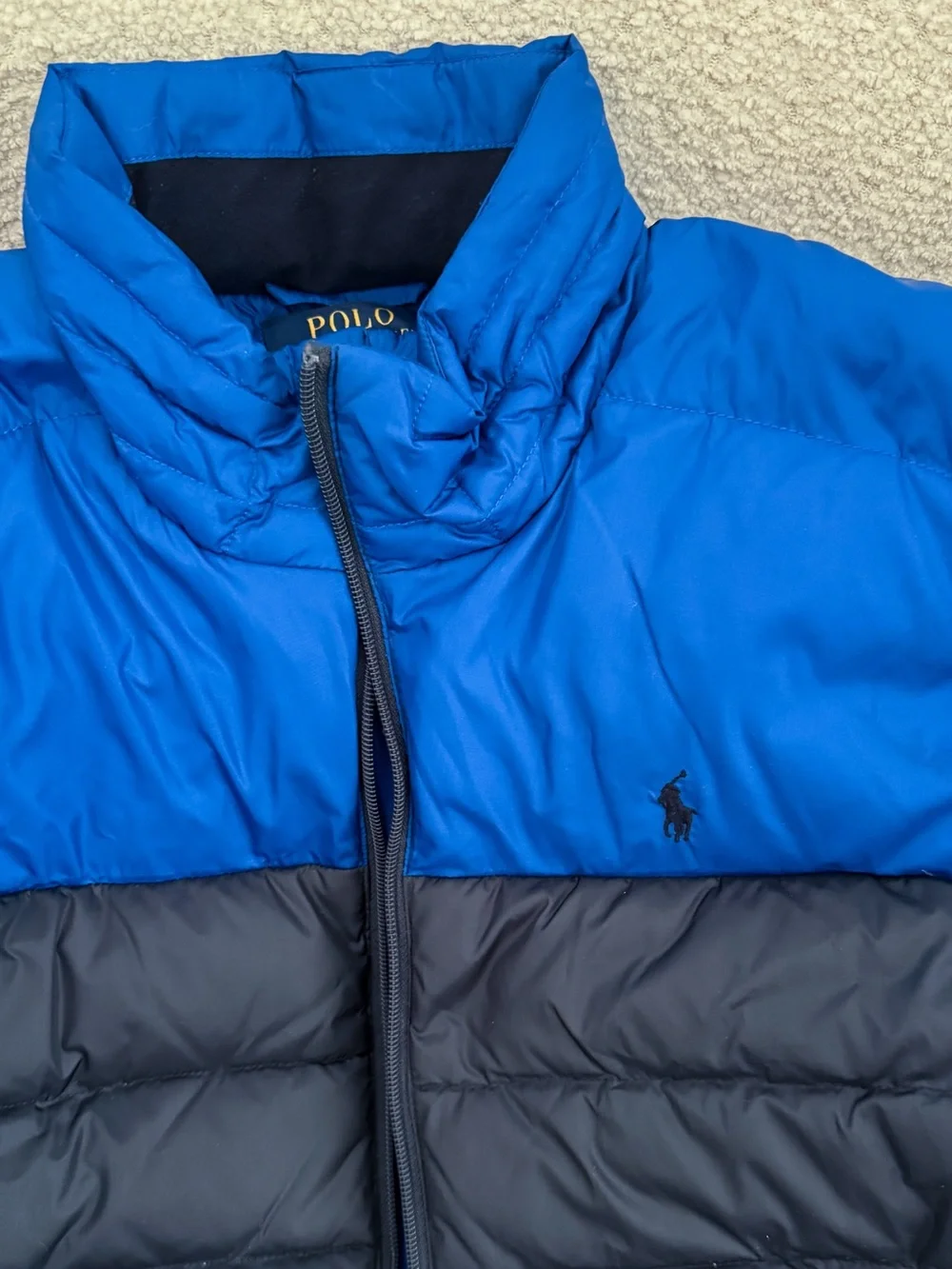 Ralph Lauren Polo Boys Two-Tone Blue Quilted Puffer Down Jacket size XL